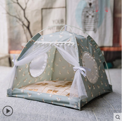 Cat Nest Summer Cat Tent Cat House Semi enclosed Pet Bed Four Seasons Dog Nest Villa Bed Supplies — image 10