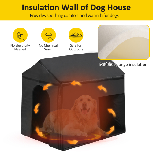 60.2 Large Outdoor Dog House With Insulated Liner For Winter Waterproof Dog Kennel For Medium & Large Dogs, Dog House With Porch And Asphalt Roof And Elevated Floor, Nature — image 5
