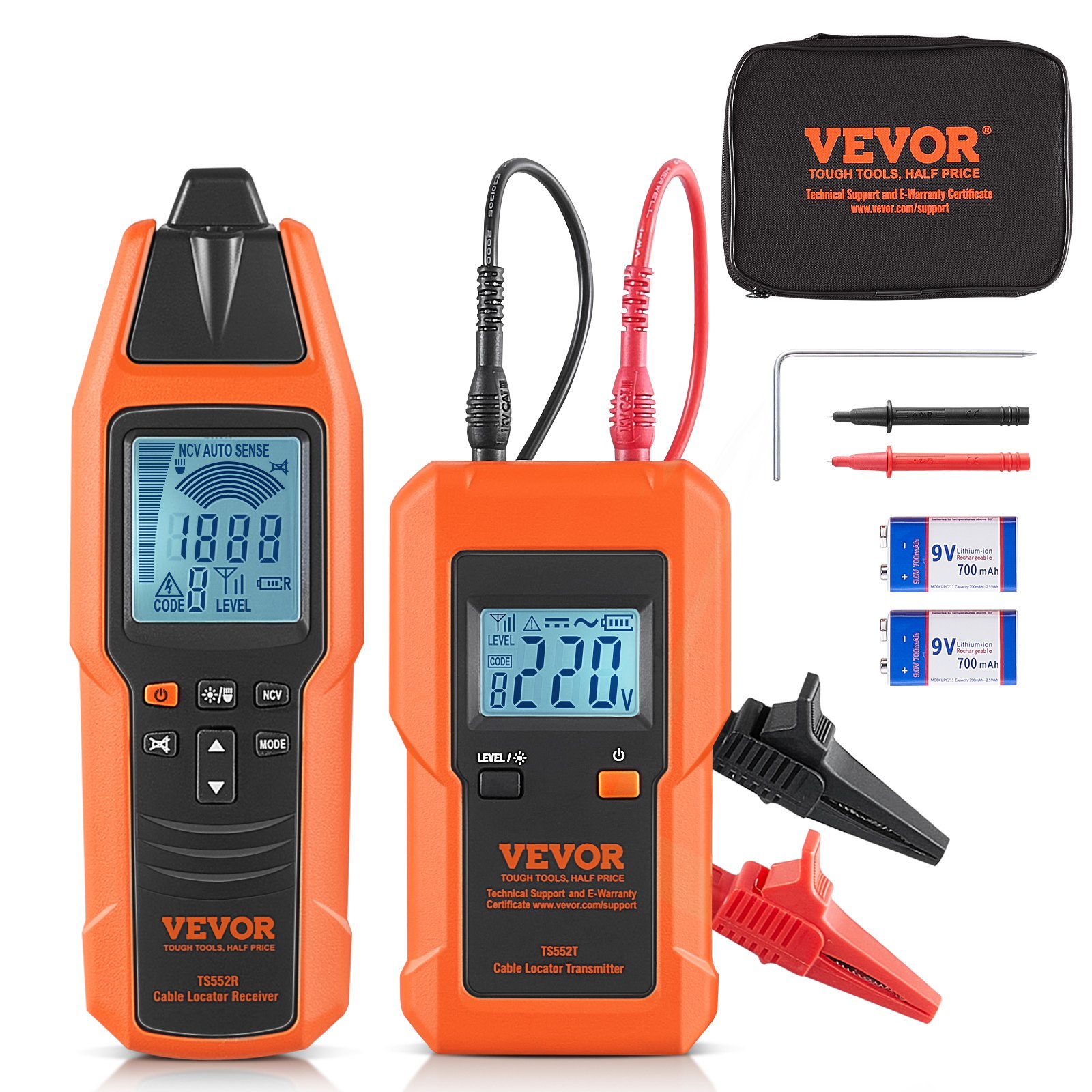 Localizador de Cables Subterráneos, 3 FT de Profundidad Máxima de Detección, 12-600V (NCV) Trasificador de Cable Detector de Roturas, 6561 FT de Longitud Máxima de Detección para Circuito Eléctrico Tubos de Pipeline Cables Enterrados para Perímetros Caninos — imagen 1