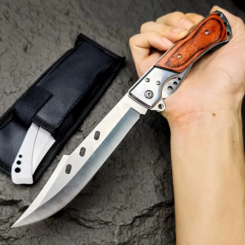 Outdoor Folding Knife, Tri-fold Knife with Nylon Sheath, Men's Knife. Suitable for Outdoor Camping, Wilderness Exploration — image 4