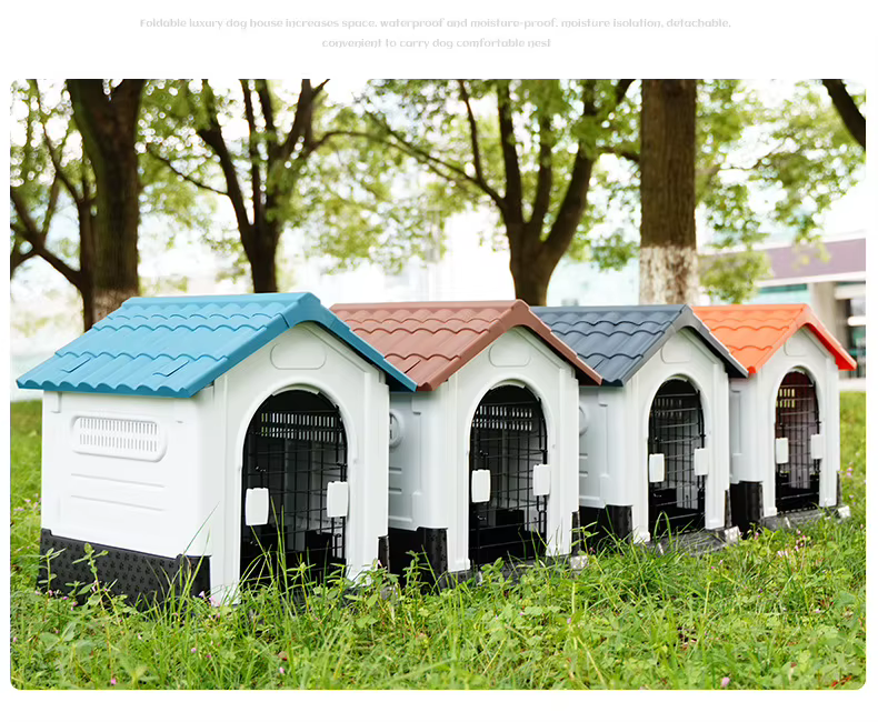 Luxury Dog House Series Outdoor Small Medium Large All Season Rainproof Plastic Kennel Dog House With Window — image 5