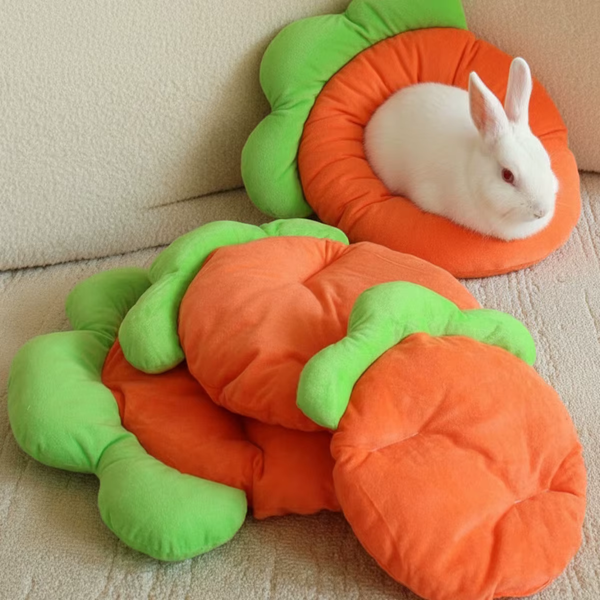 Cozy Carrot Shaped Small Animal Bed Cushion Mat All Season Warm Soft Nest Mat for Hamster Rabbit Guinea Pig Chinchilla Small Pet — image 1