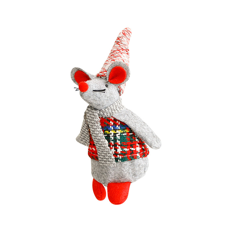 Christmas Mouse Plush Toy, Small Mouse Christmas Decoration Ornament Holiday Figurine for Display — image 5