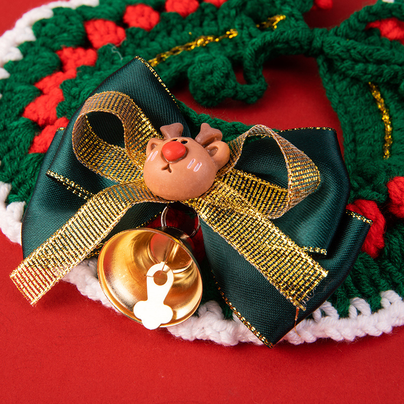Christmas pet collars decorations handmade knitted cat collars scarves pet supplies — image 3