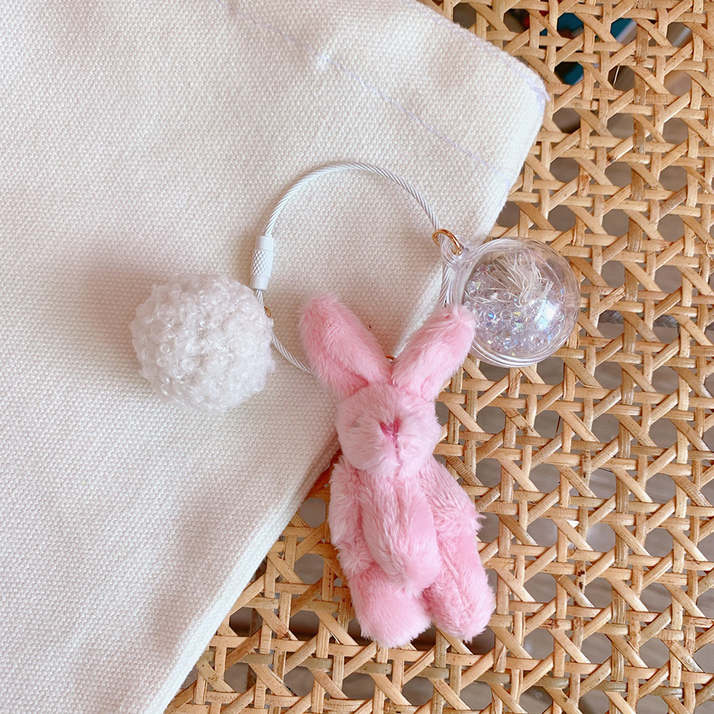 Cute Girl Cute Pendant Plush Doll Bunny Doll Bag Pendant Soft Cute Accessories Key Chain Ring — image 8