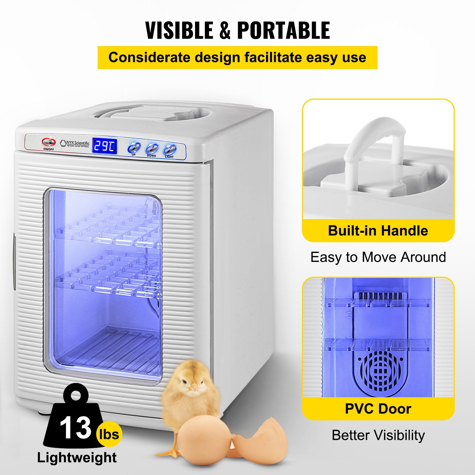 White Reptile Incubator 25L Scientific Lab Incubator Digital Incubator Cooling And Heating 5-42°C Reptile Egg Incubator 12V/110V Work For Small Reptiles — image 3