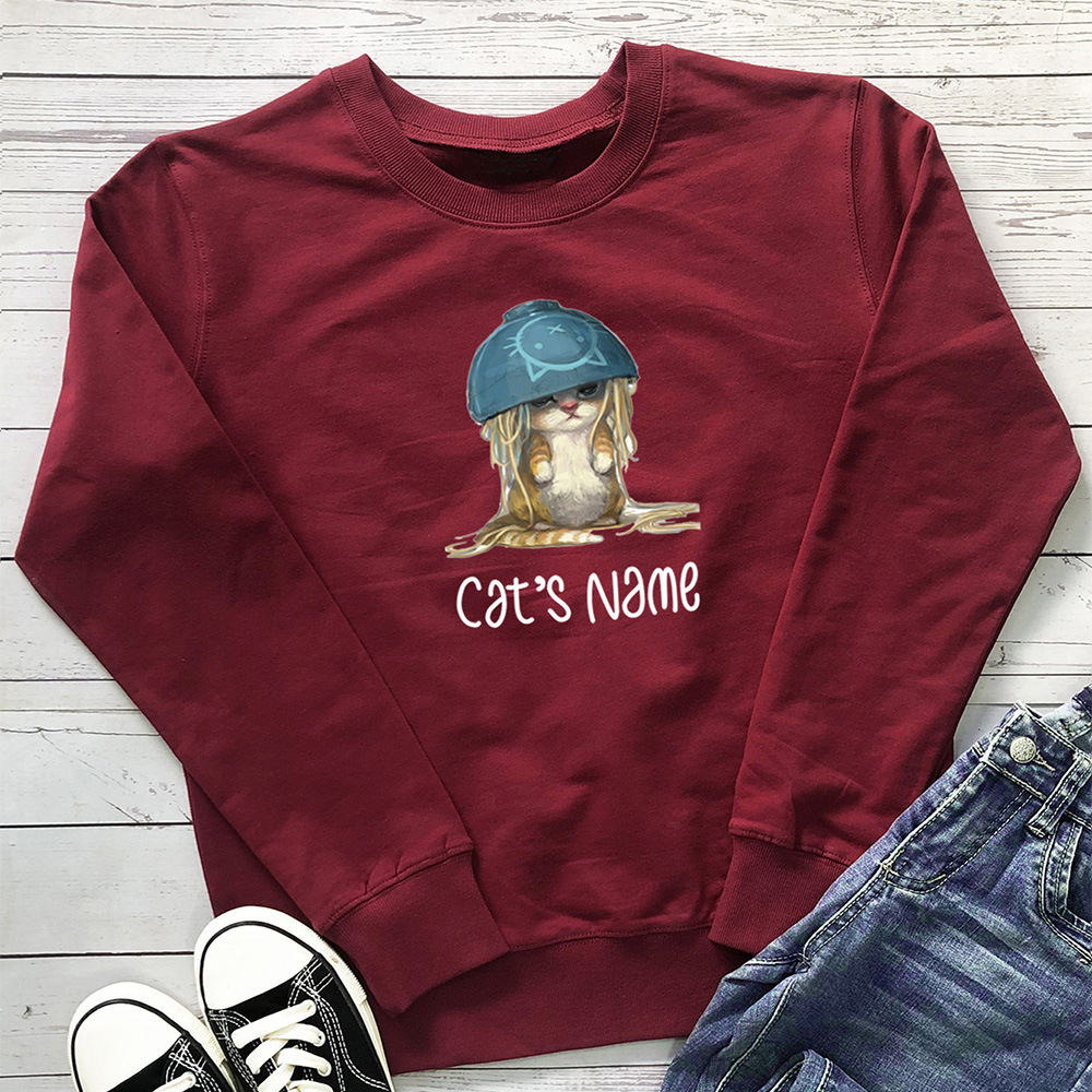 Cat's name cat noodle printed hoodie — image 8