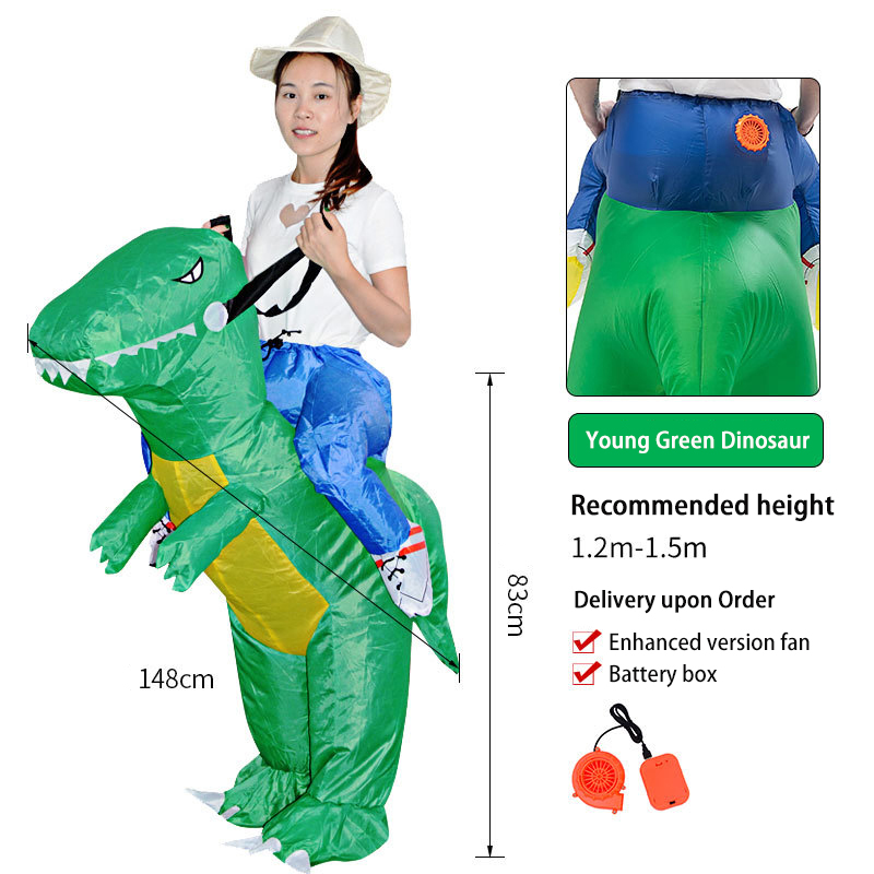 Ropa Inflable de T-Rex para Niños con Dinosauro 3D, Color Rojo, Para Adultos que Montan — imagen 17