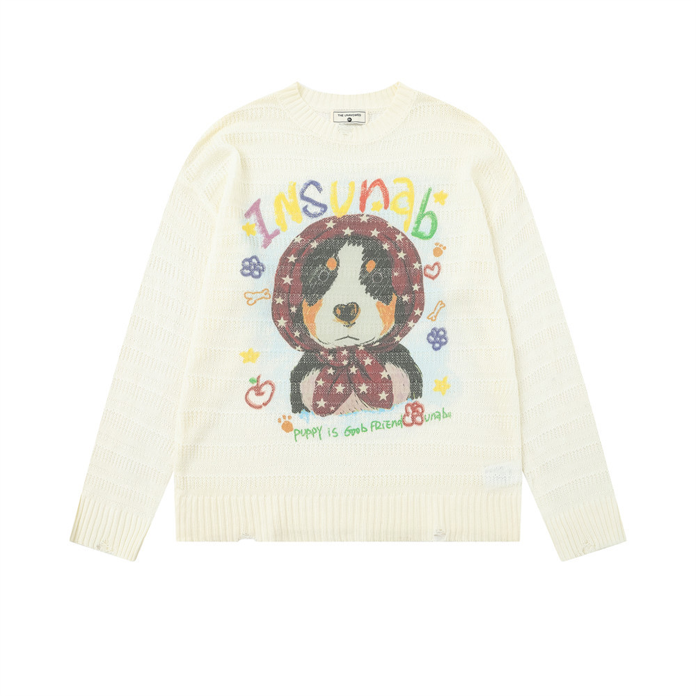 Cute puppy cartoon loose round neck sweater — image 6