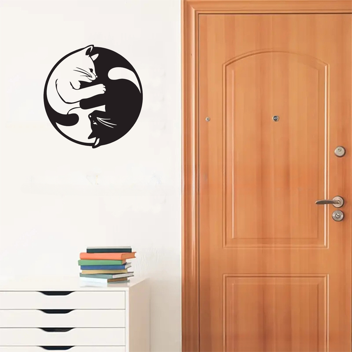 Escultura de Arte de Gato Yin Yang en Metal para Pared, Manual para Interior — imagen 2