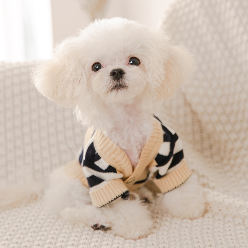 Suéter de Punto a Rayas para Cachorros de Otoño e Invierno, Cárdigan para Perros Pequeños y Medianos, Ropa de Dos Patas, Ropa Fina de Invierno — imagen 3
