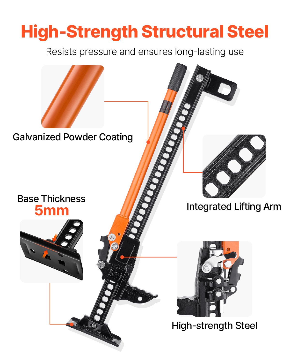 Farm Jack, 36" Utility High Lift Farm Jack, 3.18 Ton (7, 000 Lbs) Capacity Ratcheting Off Road Utility Jacks, Heavy-Duty Lift Jacks With 5.12"-30.3" Lifting Range For Tractor, Truck, SUV — image 4