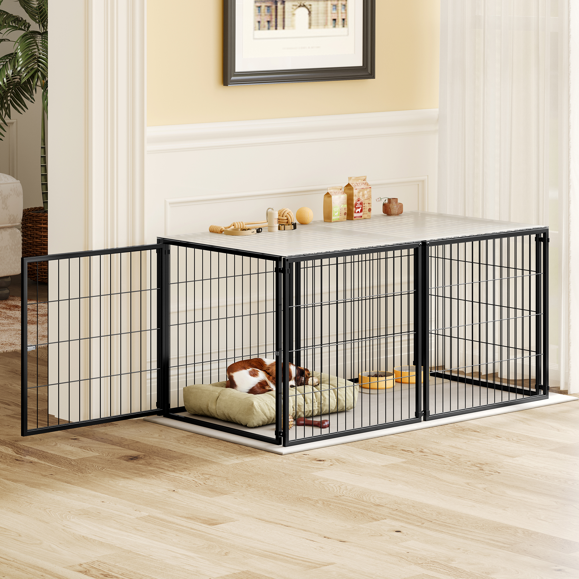 Caja para Perros Grande 48" Cárcel de Perro para Canes Medianos Jaula para Puppies con Techo, Cárcel para Mascotas, Interior, Negro. 48" L x 26.3" A x 23.8" H — imagen 5