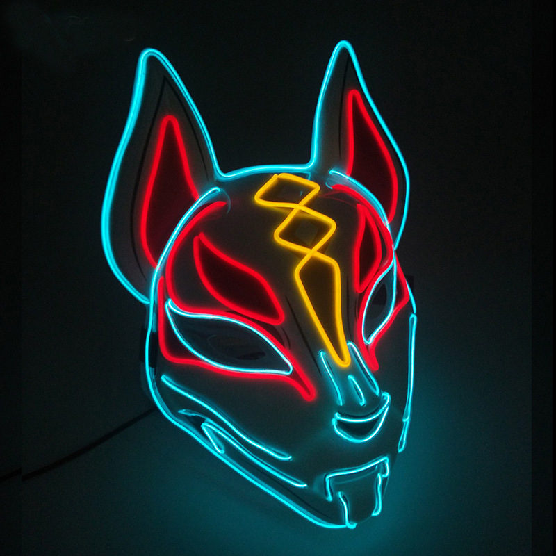 Máscara de Zorro Luminoso para Fiesta de Halloween, Máscara Multicolor con Luz LED para Rodeos de Disfraz — imagen 4