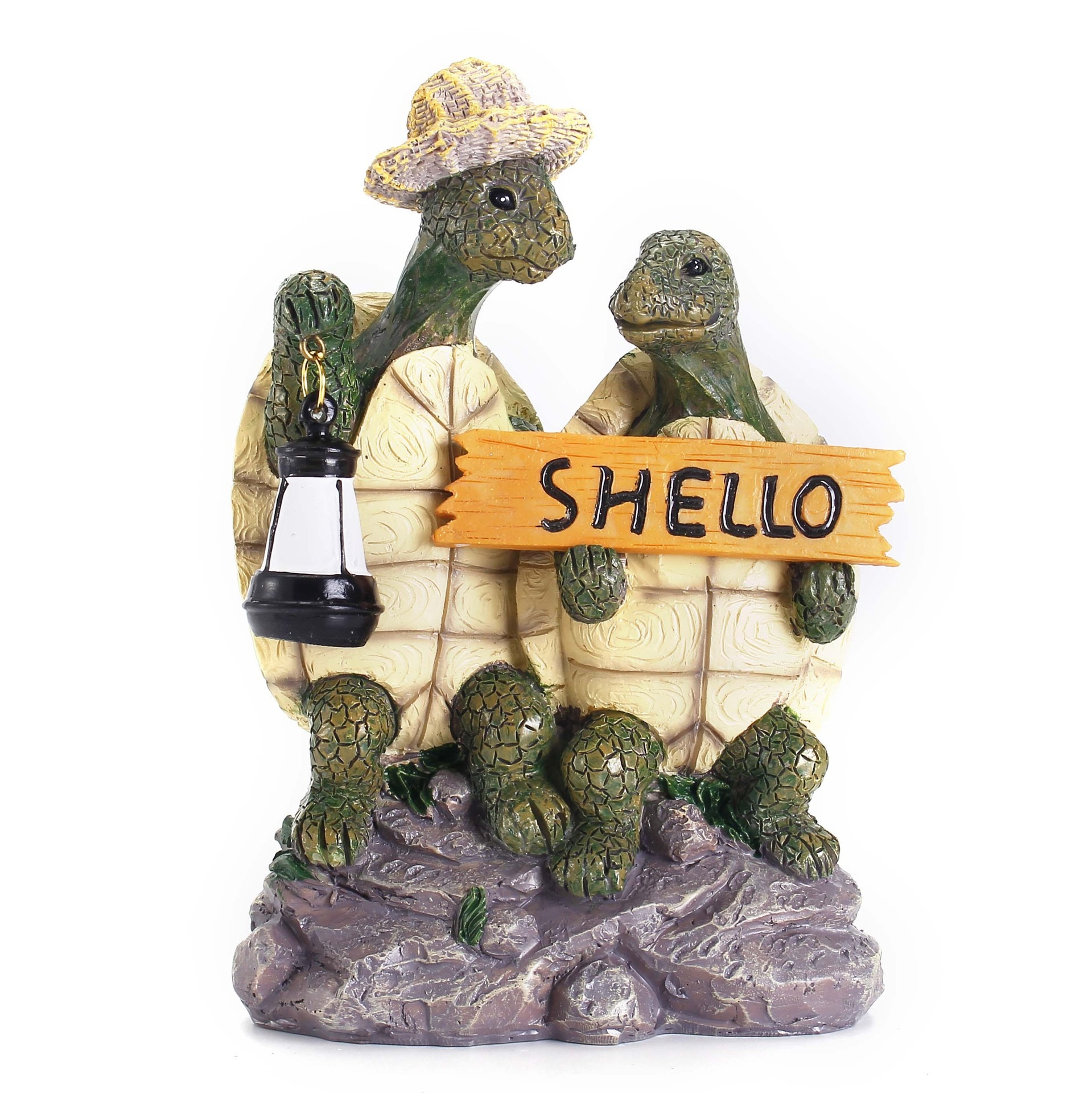 Decoración de Resina para Jardín: Pareja de Tortugas al Aire Libre con Señales — imagen 1