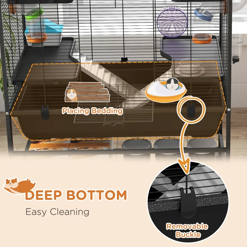 Small Animal Cage For Syrian Hamster, Gerbil Cage With Tubing System, Running Wheel, Ramps, Platforms — imagen 4