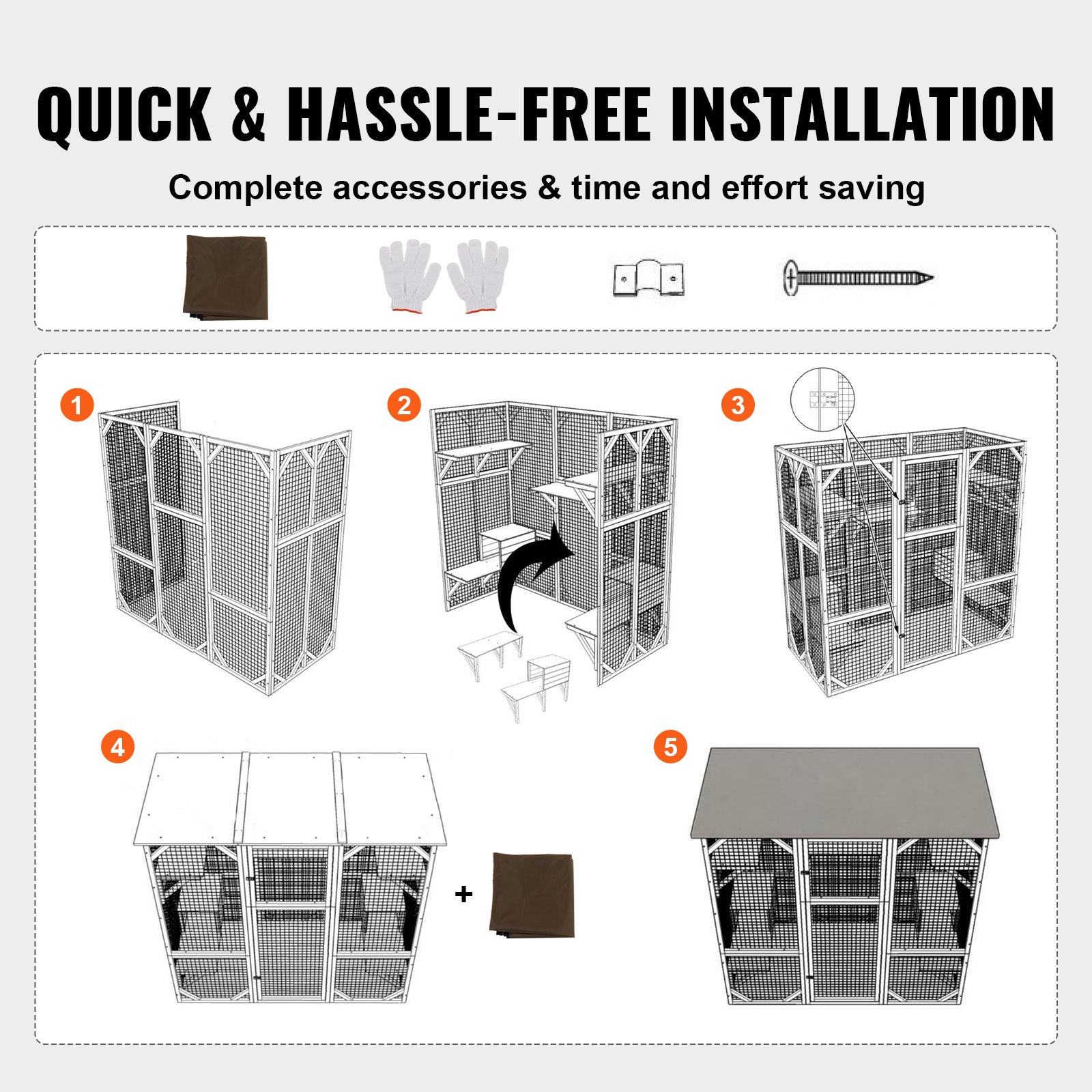 Casa para Gatos Exterior, 7 Niveles Grande Catio con 5 Plataformas, 2 Casillas de Descanso y Puerta Principal Grande, 71.2 x 34.6 x 66.5 Pulgadas — imagen 4