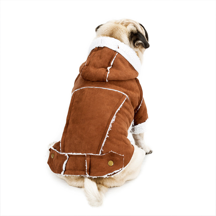 Winter New Pet Clothes Lamb Velvet Coat British Simple Solid Color Dog Warm Cotton Coat — image 5