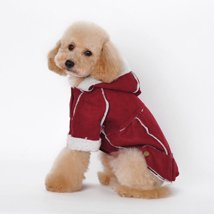 Winter New Pet Clothes Lamb Velvet Coat British Simple Solid Color Dog Warm Cotton Coat — image 4
