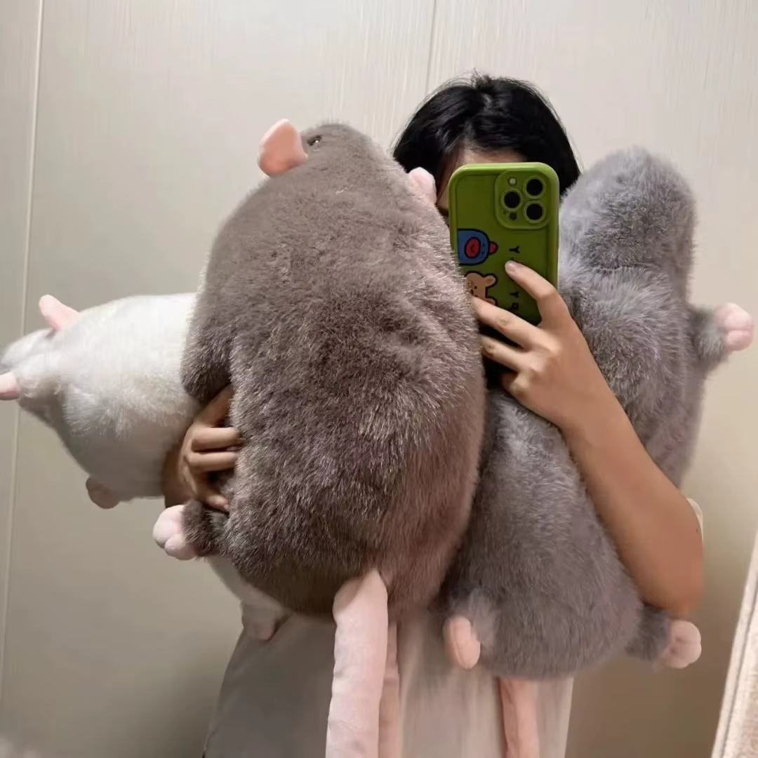 Muñeca de Ratón Cómica de 40/55/90cm con Rama de Flores - Juguetes suaves para niños regalo cumpleaños animal peluche juguete de gato — imagen 1
