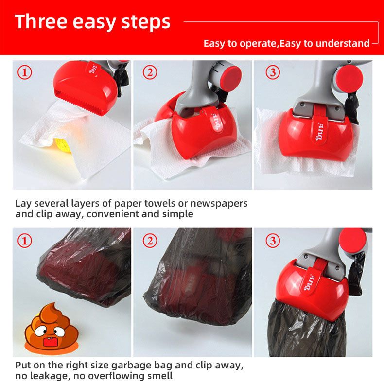 Limpiazo de Heces para Mascotas 2 en 1 - Cepillos Portátiles para Perros y Gatos — imagen 3