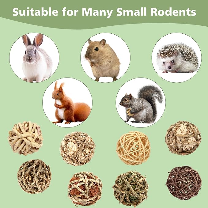 8-Piece Bunny Rabbit Grass Chew Balls, Rolling Natural Chew Toys For Small Animals And Dental Enrichment — image 2