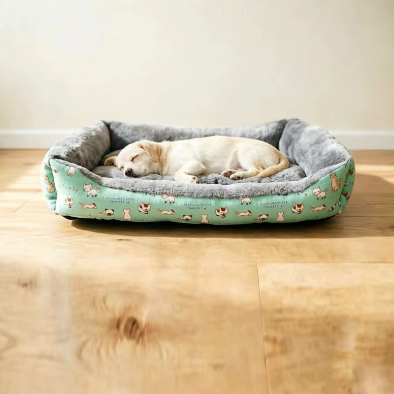 All-Season Pet Bed with Cute Cat Pattern Print, Cotton and Linen Comfortable Bed for Small, Medium, and Large Dogs and Cats — image 6