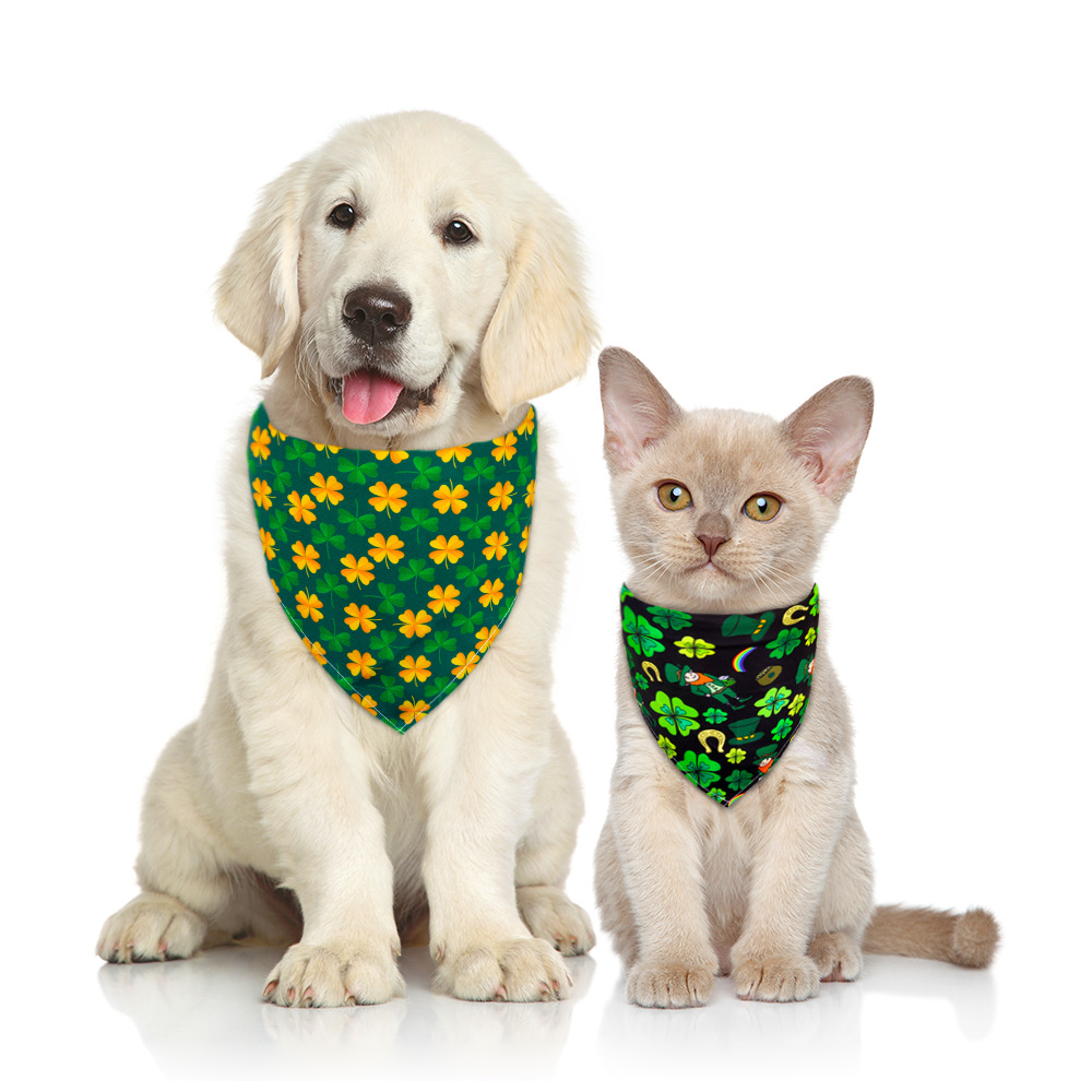 Accesorios para Mascotas Día de San Patricio Toalla de Saliva de Perro Triángulo Shamrock — imagen 3