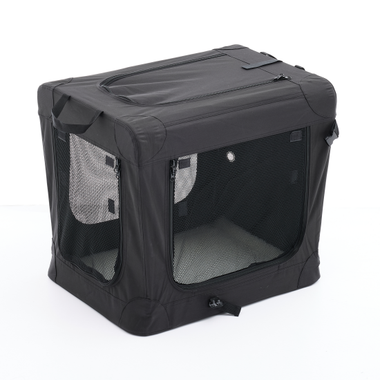 Foldable Dog Cage, Portable Travel Dog Cage With Three-door Mesh Windows - 30IN.black