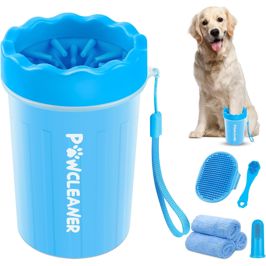 Limpiaza de Patas Caninas Profesionales 7 en 1 para Perros y Gatos - Incluye 1 Limpiaza Portátil, 1 Cepillo de Baño, 2 Cepillos Dentales para Perros y 3 Toallas Absorbentes — imagen 1
