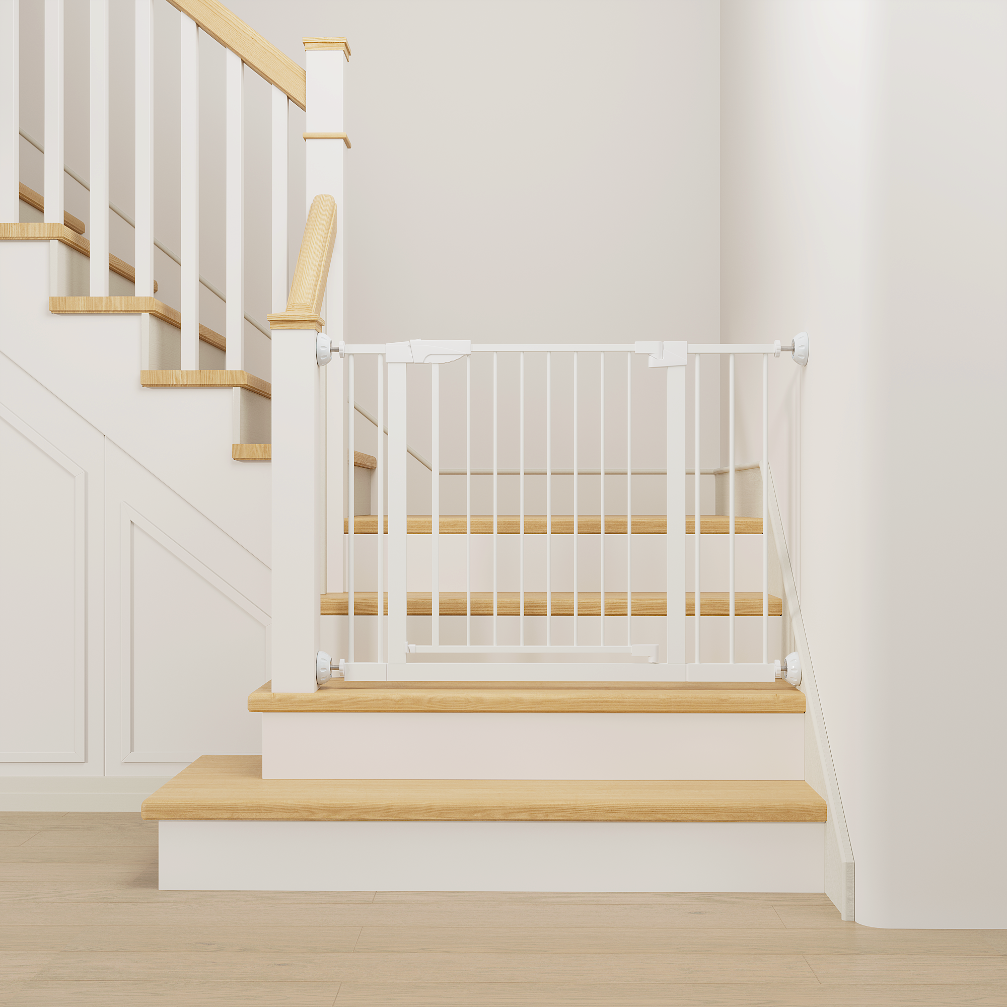 Reja para Bebés Ancha de 29.5-45.3" con Protector de Pared para Escaleras, Reja para Perros de Interior para Puertas, Sin Taladrar, Montaje a Presión, Rejas para Mascotas para Niños, Reja de Seguridad Fácil de Cruzar, Blanca — imagen 32