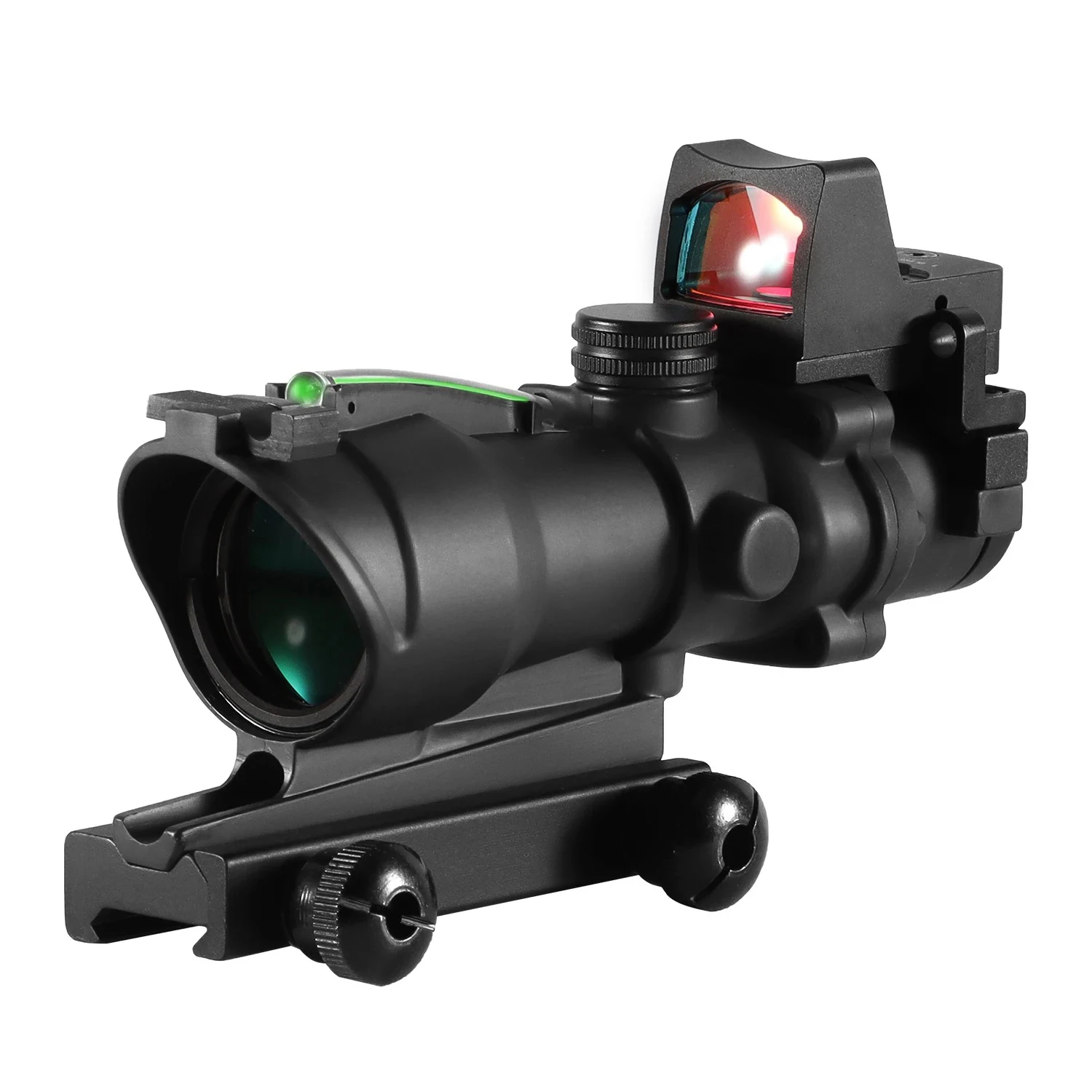 Mira Táctica de Punto Rojo Ajustable 4x32, 1x-4x, con Riel de 20mm, para Caza