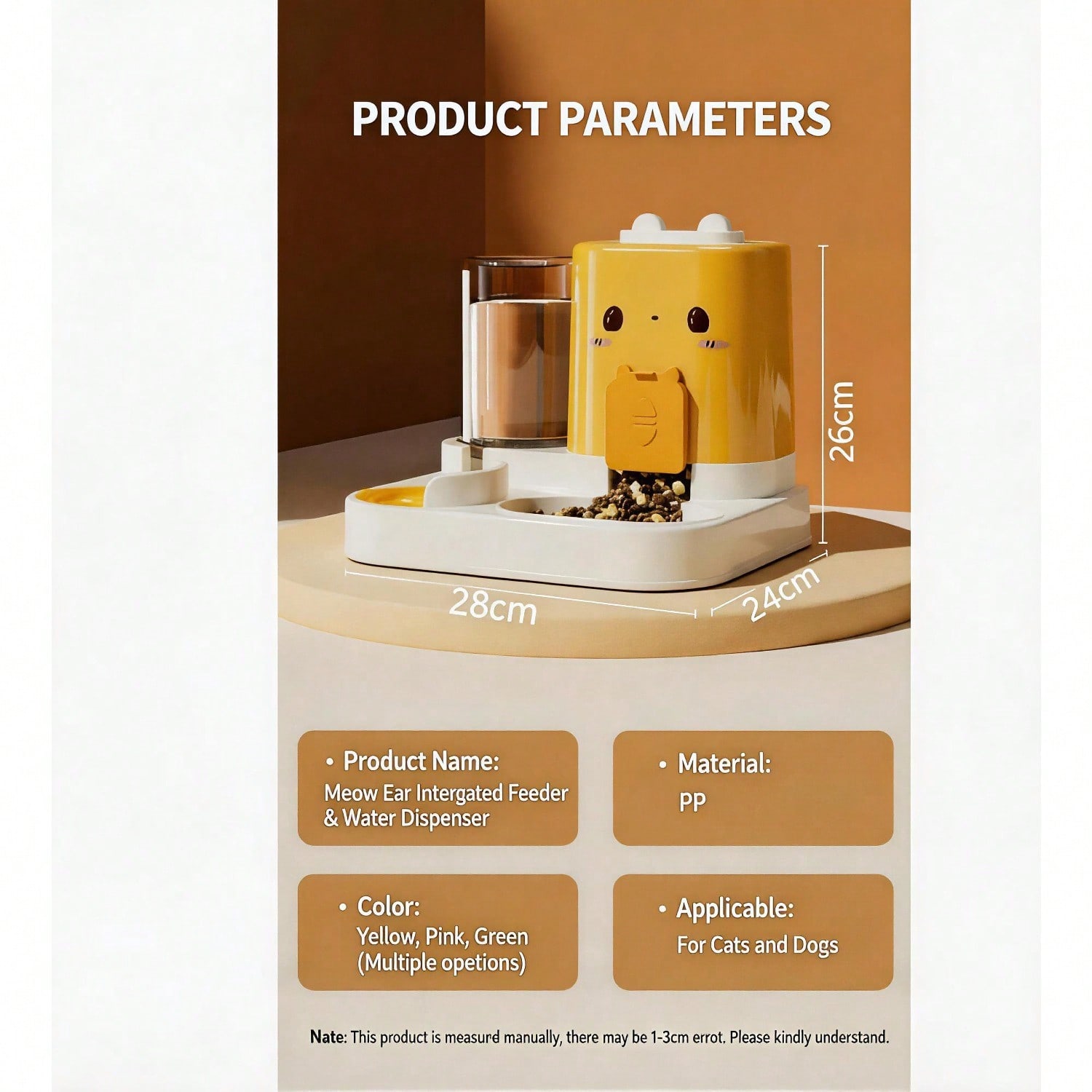 Comedero y Dispensador de Agua Automático 2 en 1 para Mascotas, Gran Capacidad Comedero de 2300ML y Bowl de Agua de 1000ML, Relleno por Gravedad, Antiderrame, Bowl Estable de Comida y Agua para Gatos y Perros, Disponible en Amarillo, Rosa y Verde — imagen 4