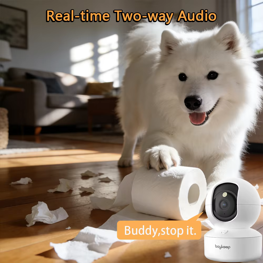 Boykeep 2K Pet Dog Camera with Phone App, 5G/2.4GHz WiFi Indoor Security Baby Camera, 360° Pan & Tilt, 2-Way Audio, Night Vision — image 2