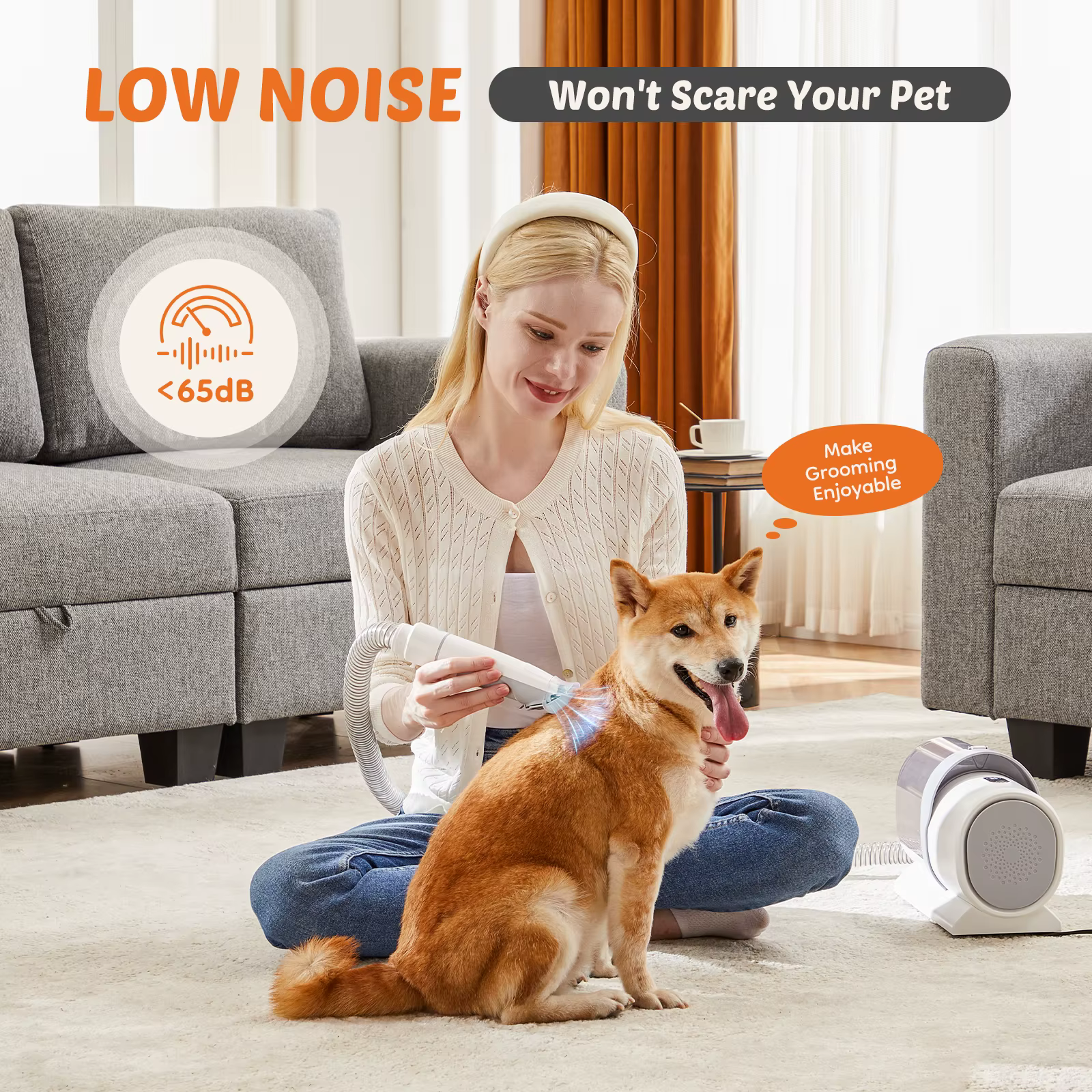 JHK 2.5L Professional Pet Grooming Vacuum Kit 3 Suction Modes and 5 Groomer Tools with Cordless Low Noise Dog Clippers for Cats — image 3