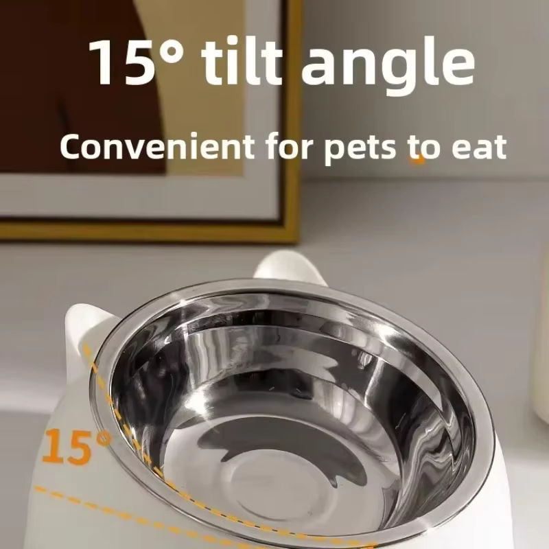 Stainless Steel Cat Bowl with Non Slip Base Cute Cat Ear Design Elevated Pet Food Water Bowl for Dog Kitten Puppy Safe Durable — image 4