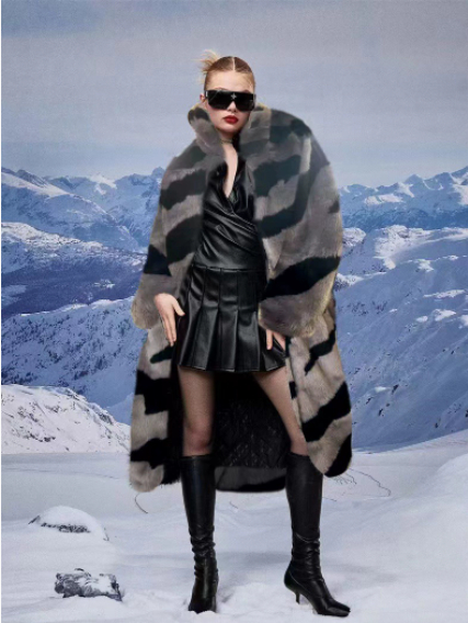 Faux Fur Coat With Tiger Pattern Fur And Long Artificial Hair — image 4