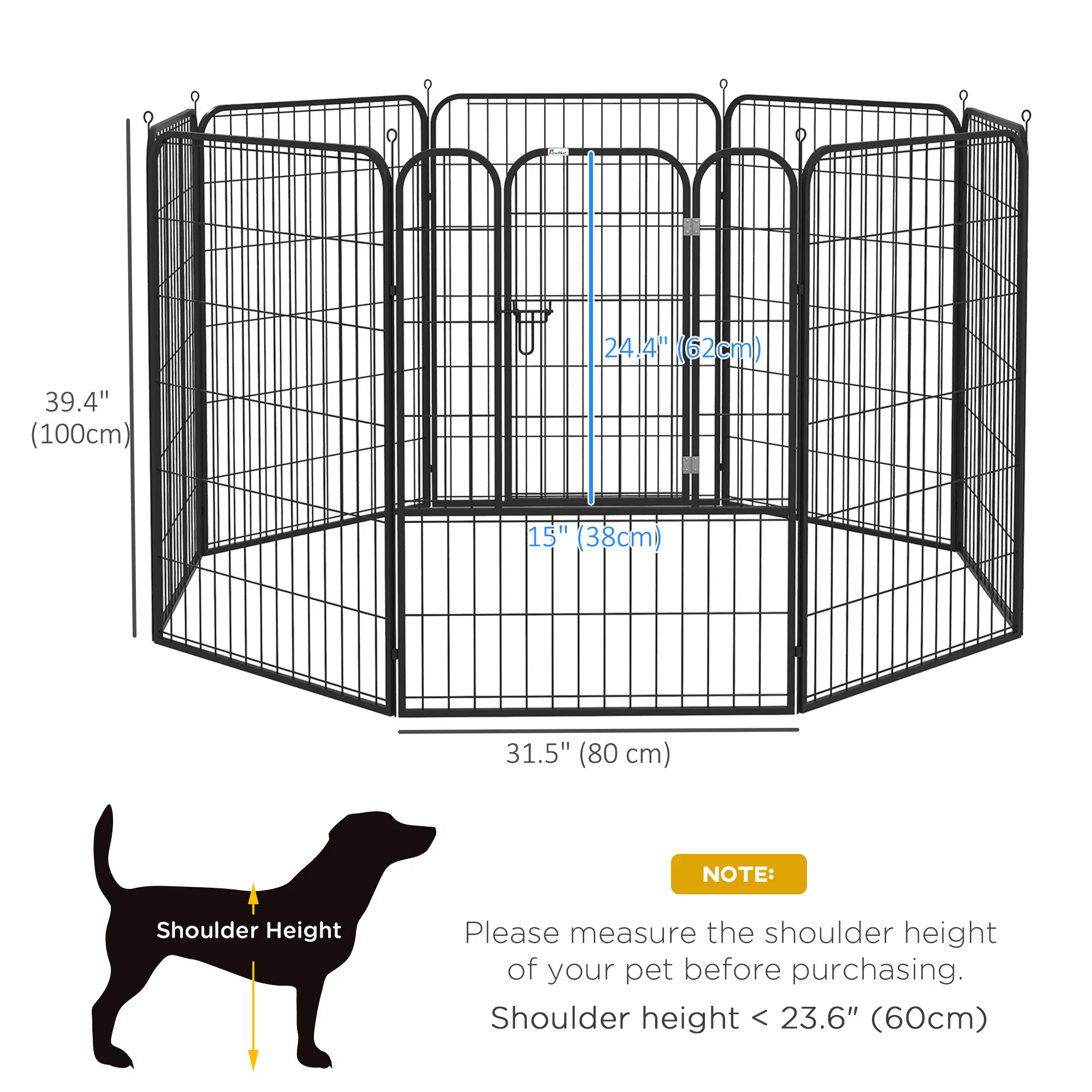 8 Panel Pet Playpen Play Yard Fence Home DIY Heavy-Duty Metal Foldable Indoor Outdoor 39"H — image 3