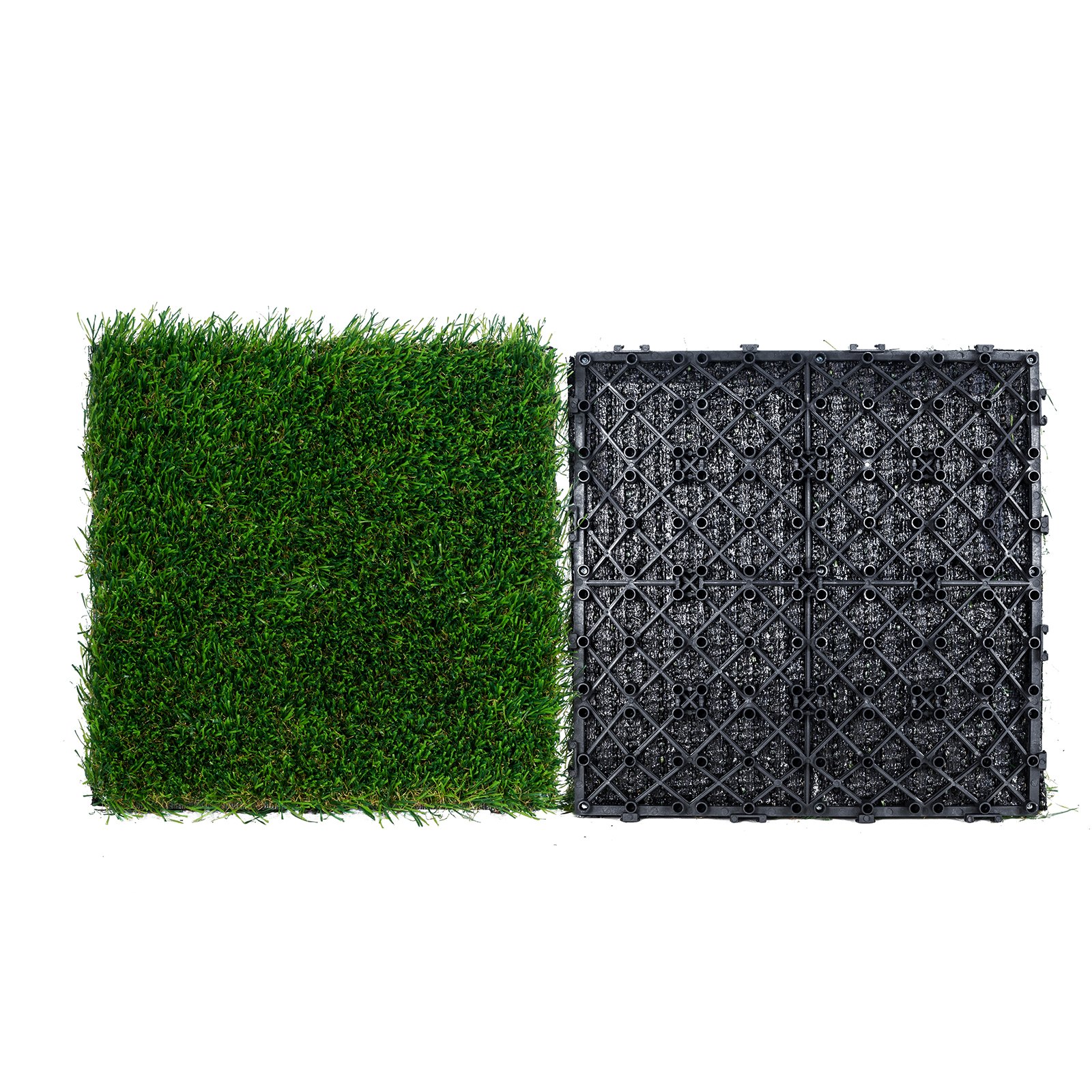Set de Baldosas de Césped Artificial Entrelazables para Terraza, Paquete de 18 Piezas de 12 x 12 Pulgadas, Tapete de Pasto Sintético Autodrenante para Piso Decorativo, Perfecto para Entradas Multiusos en Interiores y Exteriores, Apto para Mascotas — imagen 1