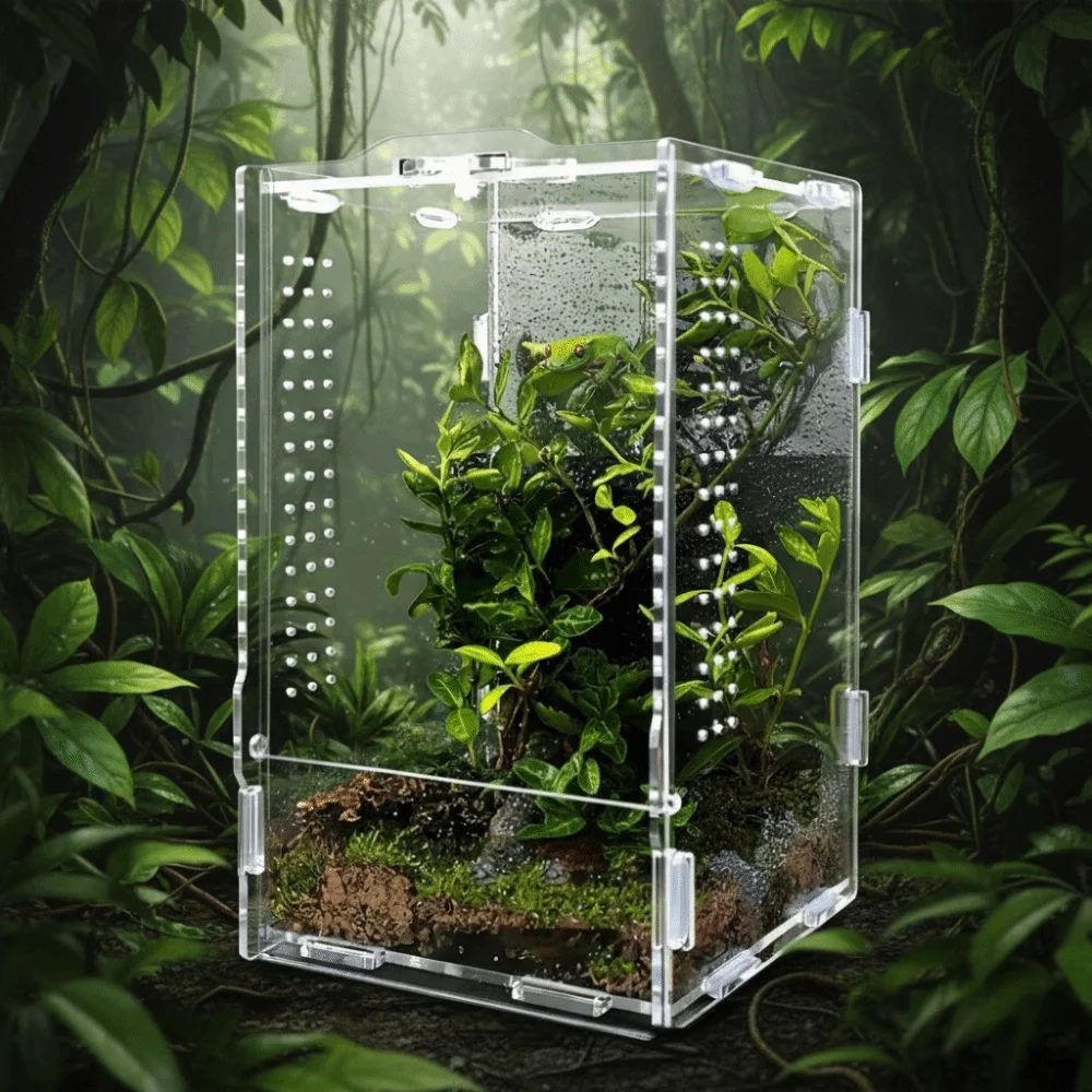 Transparent Reptile Feeding Box Anti-escape Ventilated Jumping Spider Terrarium Buckle Lock Acrylic Crawler Box — image 4