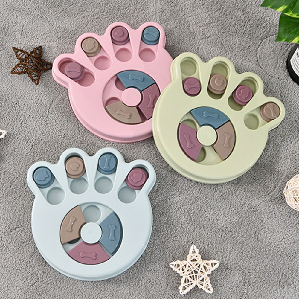 Dispensador de Alimento para Mascotas Plato Multifuncional Juguetes Educativos Anti-Asfixia Diseño Huella Perro Rompecabezas Plato de Entrenamiento — imagen 3