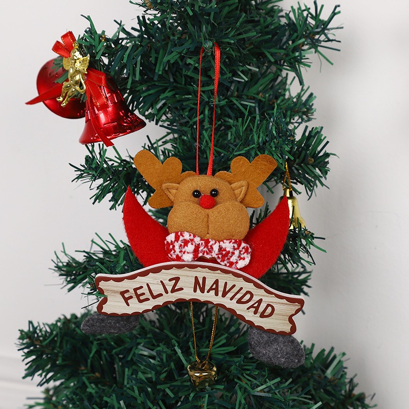 New Christmas Pendant Cute Cartoon Santa Claus Elk Decoration Christmas Tree Bell Pendant — image 6