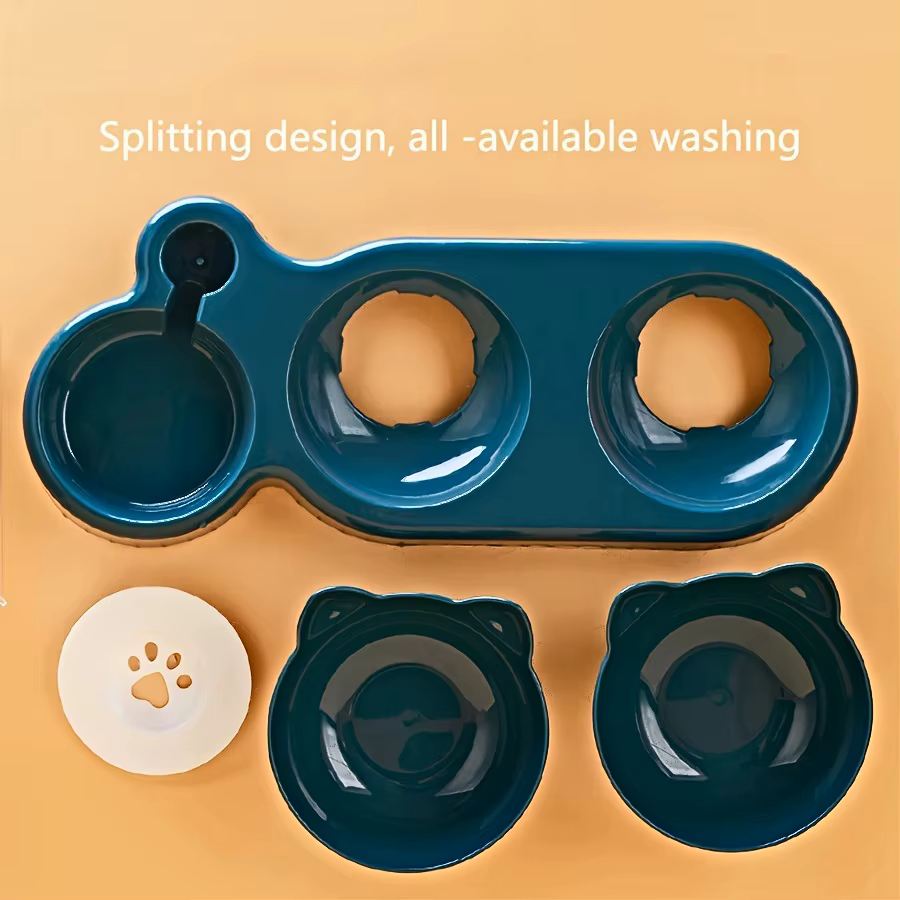 Tazón de Mascotas 3 en 1 con Bottella de Agua Gravitacional, Diseño de Oreja para Protección del Cuello - Combinación de Alimento y Agua para Gatos con Taza Inclinada — imagen 6