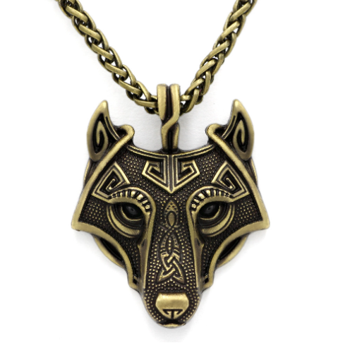 Cadena con Colgante de Cabeza de Lobo Gris Nórdico, Estilo Asgard — imagen 6