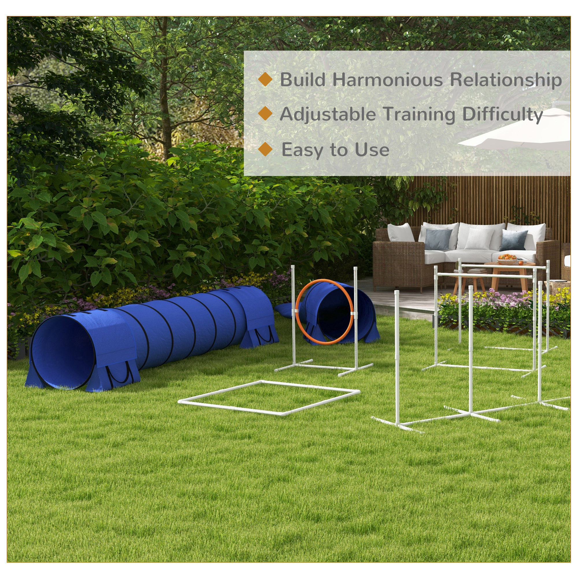 Equipo de Entrenamiento de Agilidad para Perros 7pcs con Túneles, Varillas de Tejido y Obstáculos Ajustables — imagen 5