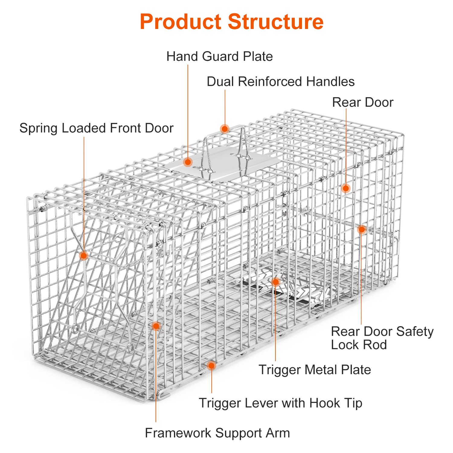 Humane Cat Trap Cage Catch Release Live Animal Rodent Cage Collapsible Galvanized Wire For Raccoons Beavers Groundhogs Foxes Armadillos Fedex Shipping — imagen 6
