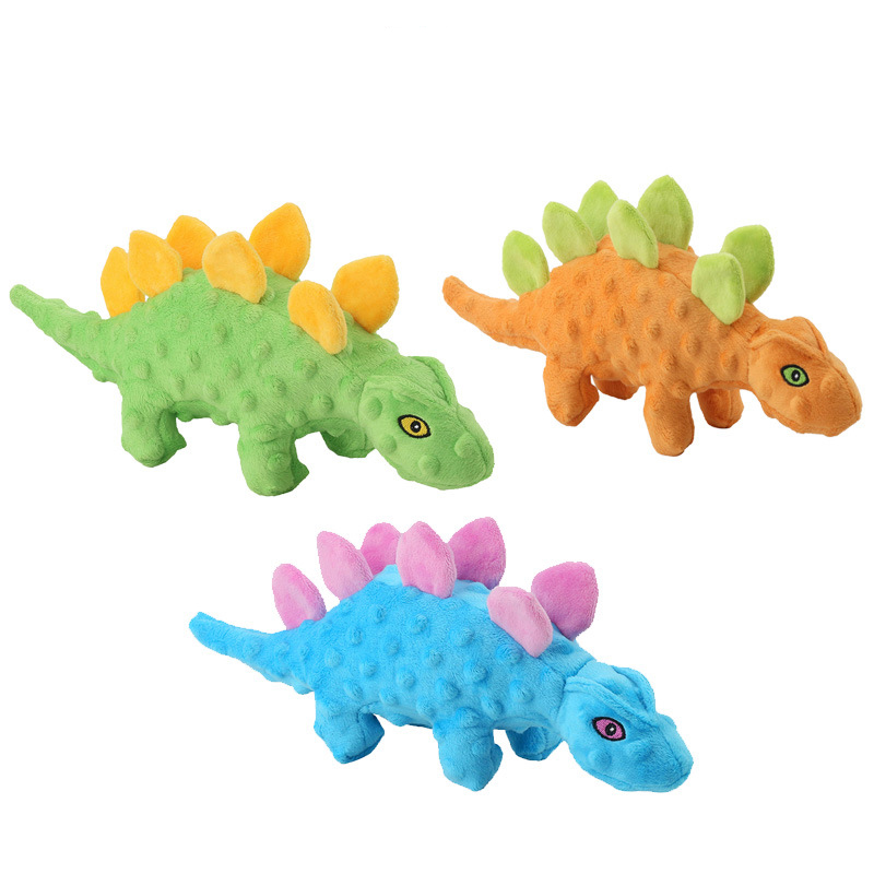 New Pet Plush Sound Toy Dinosaur Dog Relief Moaning Teeth Cleaning Cartoon Stegosaurus Toy — image 1