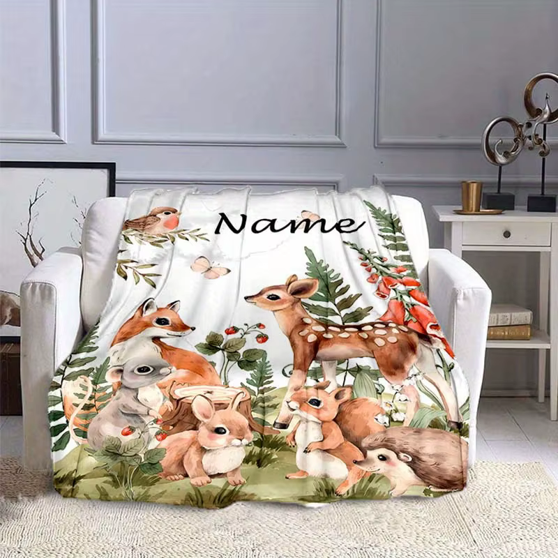 Manta personalizada con nombre de animal o zoológico, suave y cálida manta de lana para dormir, ideal para camping y viajes — imagen 5