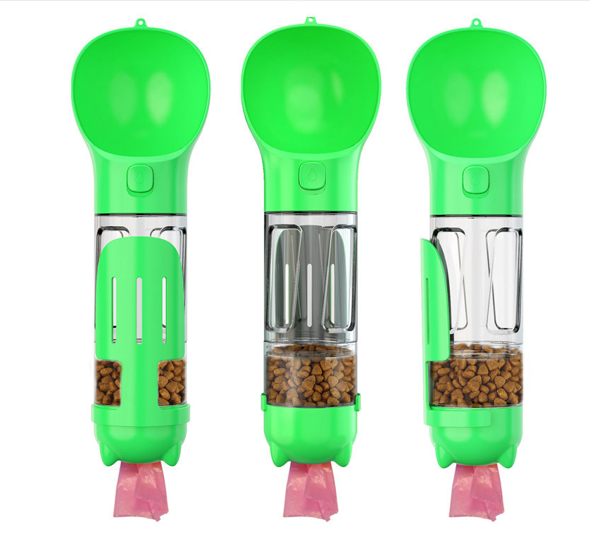 Portable Pet Cat Dog Water Bottle Feeder Container Drinking Bowl Dispenser With Poop Shovel Plastic Bags Leak Proof Lock Sale — image 6