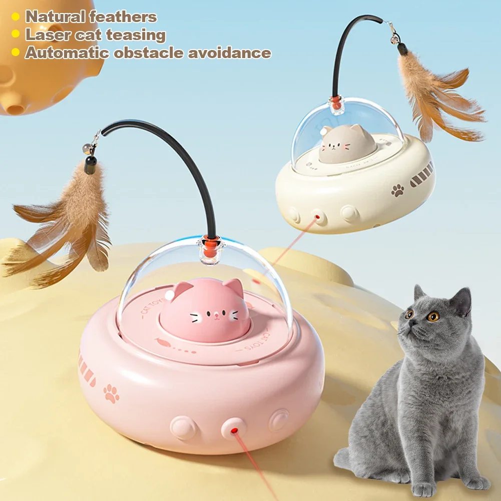 Juguete Inteligente de Teaser para Gatos Electrico UFO Teaser Stick con Timbre para Entrenamiento Juguetes Interactivos para Gatos Suministros para Mascotas Productos para Mascotas — imagen 1